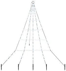 LED Karácsonyfák talajráccsal Hideg fehér 180 cm Fém