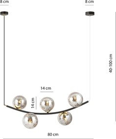 Emibig modern függeszték ritz fekete grafit arany emi1297/5