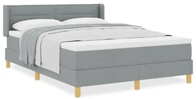 Boxspring ágy matraccal, világosszürke, 140x190 cm, szövet.