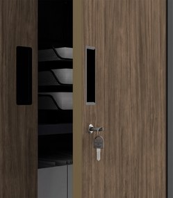 Fém irodai szekrény széffel, antracit, dió, 900x1850x400 mm: FILIP II Eco Design
