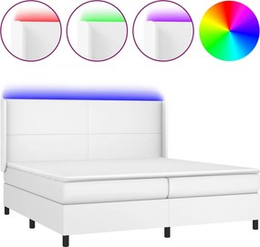 vidaXL fehér műbőr rugós ágy matraccal és LED-del 200x200 cm