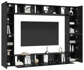 TV szekrény garnitúra Falra szerelhető 10 pcs Musta tammi