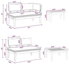 Kert Pad Készlet párnával tárolóval 4 pcs Barna és Szürke