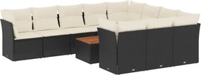 vidaXL 11 részes fekete polyrattan kerti ülőgarnitúra párnákkal