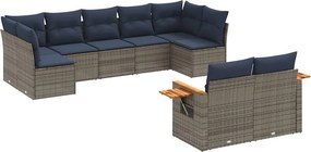 vidaXL 9 részes szürke polyrattan kerti ülőgarnitúra párnával