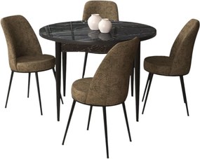 Tor étkezőgarnitúra, fekete márvány-barna, 90 cm