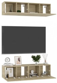 4 db sonoma tölgy színű szerelt fa TV-szekrény 60 x 30 x 30 cm