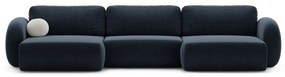 Sötétkék zsenília kinyitható-tárolóhelyes (U alakú) sarokkanapé Tonale – Cosmopolitan Design