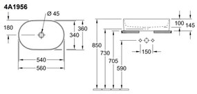 Villeroy & Boch 4A195601 - COLLARO 56 x 36 cm ráültethető mosdó, kerámia/fehér