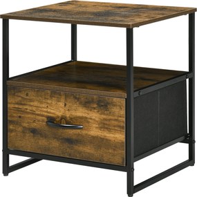 HOMCOM Szövet Fiókos Szekrény Összecsukható Fiókkal, Nyitott Polccal és Acélvázzal, Ipari Stílus, Nappaliba, Előszobába, Hálószobába 45x40x50,5 cm Rus