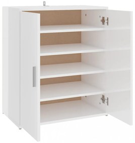 magasfényű fehér szerelt fa cipősszekrény 60 x 35 x 70 cm