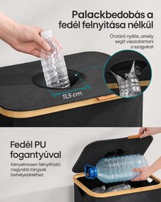 SONGMICS palackgyűjtő, 95 literes, bedobónyílásos fedéllel és kivehető belső zsákkal, fekete-bézs