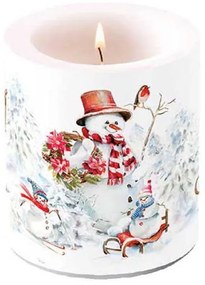 Karácsonyi hóemberes átvilágítós gyertya közepes Sporty Snowmen