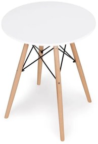 ModernHome Elegáns kerek fa asztal 60 cm - fehér