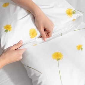 Goldea pamut ágyneműhuzat duo - pitypangok, sárga hátoldal 140 x 200 és 70 x 90 cm