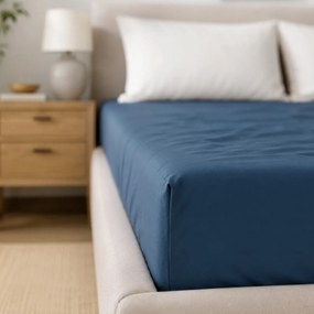 Goldea pamut gumis lepedő - tengerészkék 90 x 200 cm