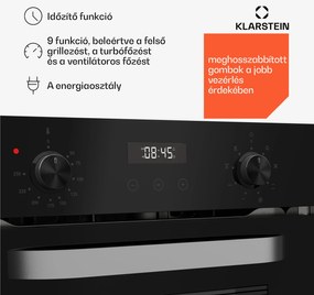 Klarstein SmartSlim sütő, Slim kivitel, 9 funkció, 49 l térfogat, könnyű tisztítás, EEK A