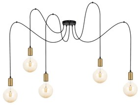 Csillár zsinóron MIROS 5xE27/60W/230V pók fekete/arany