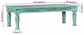 tömör újrahasznosított fa dohányzóasztal 110 x 50 x 34 cm