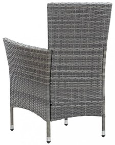7-részes szürke polyrattan kültéri étkezőgarnitúra párnákkal
