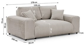 Világosszürke kordbársony kanapé 178 cm Justin – Ropez
