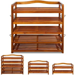 RUSTIC cipőtartó polc, 5 polc, 75x26x82cm, természetes barna Casaria