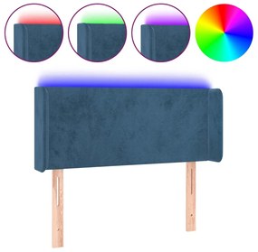sötétkék bársony LED-es fejtámla 103 x 16 x 78/88 cm