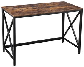 VASAGLE számítógépes íróasztal 115 x 60 x 76 cm, Rusztikus barna-fekete | VASAGLE