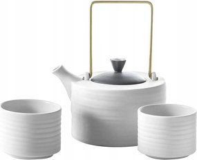 Teáskészlet 2 személyes Esztergált fehér Ćmielów Design Studio