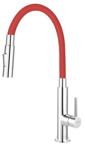 Ferro Zumba Slim BZA43R piros csaptelep flexibilis, zuhanyváltós kifolyócsővel