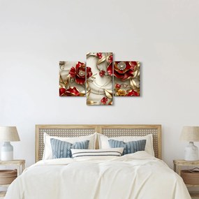 Kép - 3D piros-arany virágok (90x60 cm)