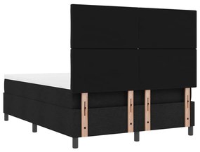 Rugós ágy matraccal és LED fényekkel, fekete, 140x200 cm, szövet