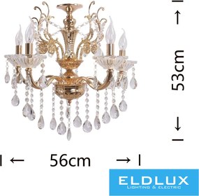 UNIVERSO Csillár 5 karos 5xE14 Max.40W D65x58cm arany