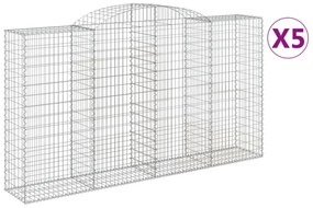 5 db íves horganyzott vas gabion kosár 300x50x160/180 cm