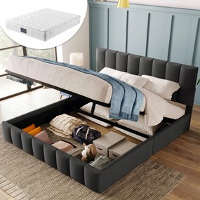 Kárpitozott ágy 140x200 Dupla ágy Hidraulikus Állítható fejtámla