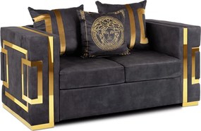 Kétszemélyes kanapé fekete/arany színben PALLAZO 2S