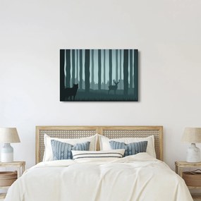 Kép - Szarvas farkassal a sziklák között (90x60 cm)