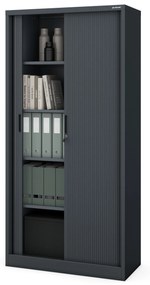 Fém szekrény harmonika ajtókkal DAMIAN, 900 x 1850 x 450 mm, antracit