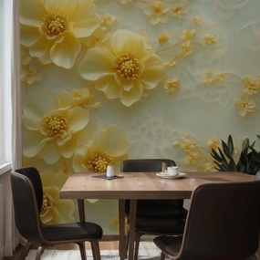 Fotótapéta - Lágy 3D sárga virágok (147x102 cm)