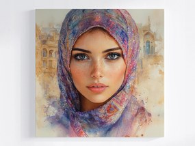 Canvas Vászonkép Nő Kelet Hidzsáb Akvarell Portré 80x80