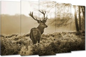 Vászonkép 150x95 Szarvas erdő naplemente