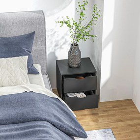 HOMCOM Éjjeliszekrény 2 Fiókkal, Skandináv Stílus, Hálószobába, Nappaliba, 40 x 35 x 50.5 cm, Fekete | Aosom