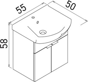 Purus mosdószekrény, 55 cm – TR785PNC1271