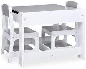 fehér MDF gyerekasztal két székkel