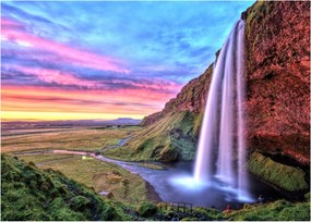Üveg kép - Seljalandsfoss vízesés (70x50 cm)