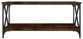 Füstös tölgy szerelt fa és vas dohányzóasztal 100 x 50 x 45 cm
