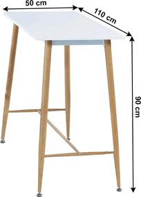 Bárasztal, fehér/bükk, MDF/fém, 110x50 cm, DORTON