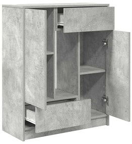 betonszürke komód fiókokkal és ajtókkal 73x31x90 cm