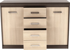 Komód, DTD/MDF, tölgy világos/tölgy sötét, KORINA
