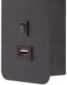 Fali spotlámpa USB töltővel 1xGU10/35W/230V fekete